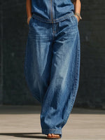 Casual Loose-fit Wide-leg Jeans