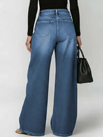Women's Floral Art Print Casual Stylish Hollow Denim Pants