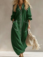 Comfortable Linen And Cotton Trimmed Dress