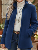 Women's Casual Lambswool Zip-up Jacket