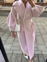Women's Stylish Elegant Lantern-sleeved Wool Blend Long Coat