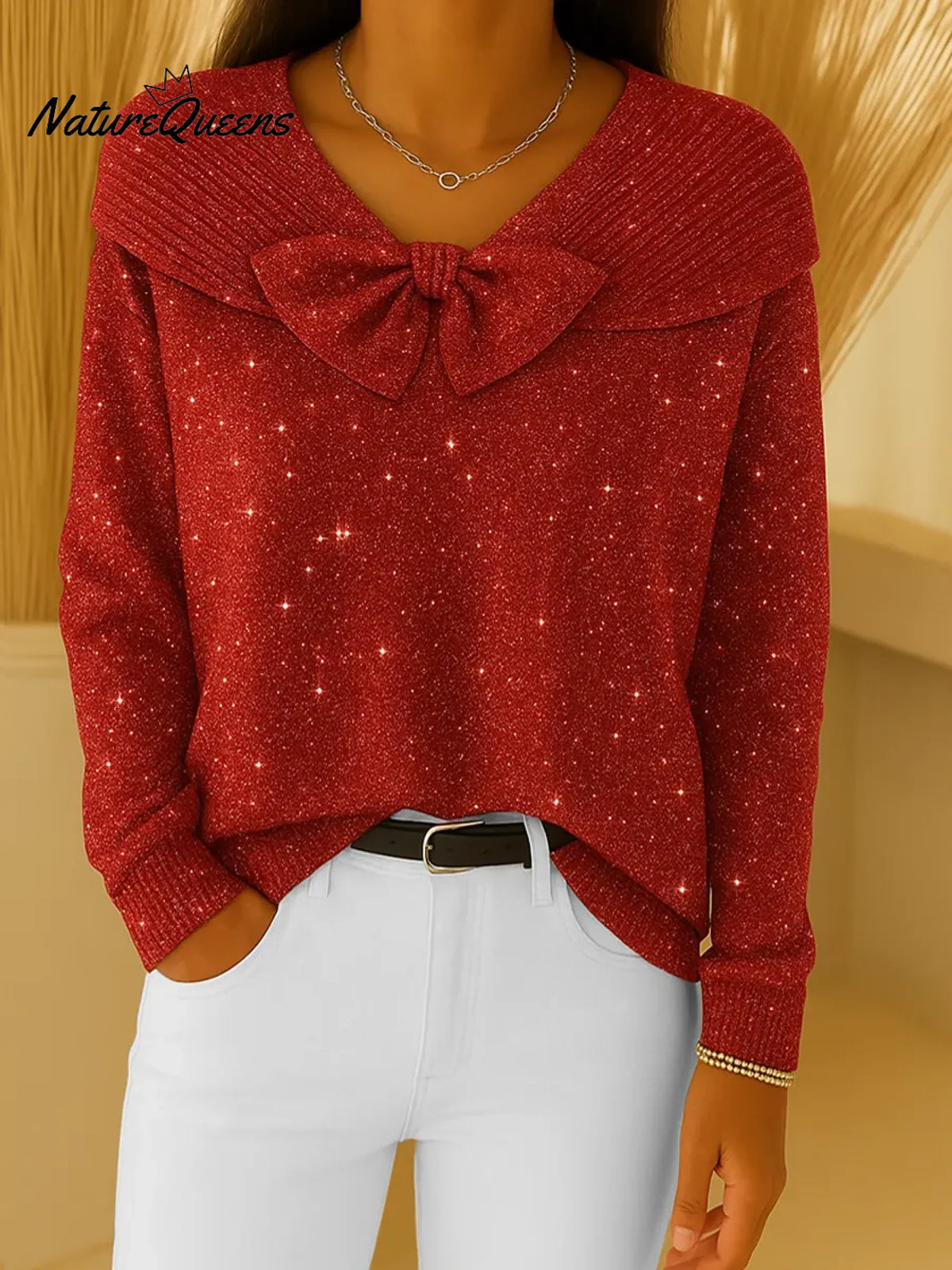 Women's Crew Neck Long Sleeve Casual Loose Knit Top