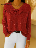 Women's Crew Neck Long Sleeve Casual Loose Knit Top