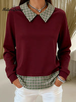 Women's Casual Patchwork Plaid Cotton Top