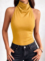 Women's Stand-collar Sleeveless Loose-fit Solid-color Casual Top