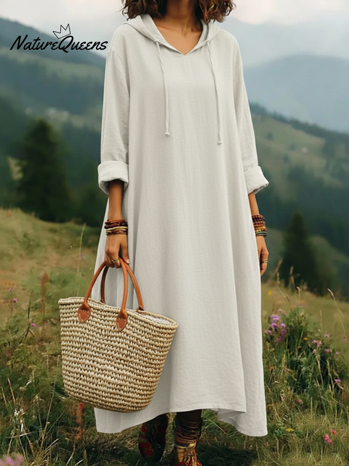 Casual Hooded Irregular Hem Dress