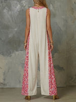 Women's Leopard Print Round-neck Sleeveless Jumpsuit