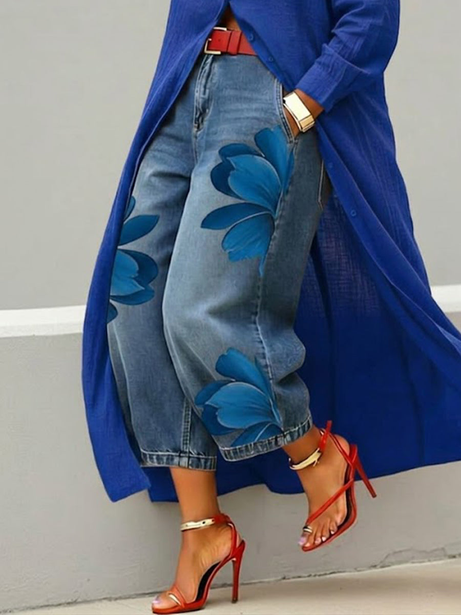 Casual Artistic-print Jeans