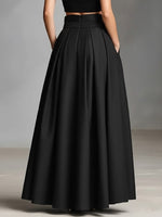 Women's Solid Color High-waisted Casual Loose Cotton Skirt