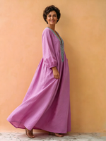 Boho Artistic Print Cotton-linen Maxi Dress