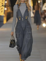 Women's Casual Denim Jumpsuit Overalls