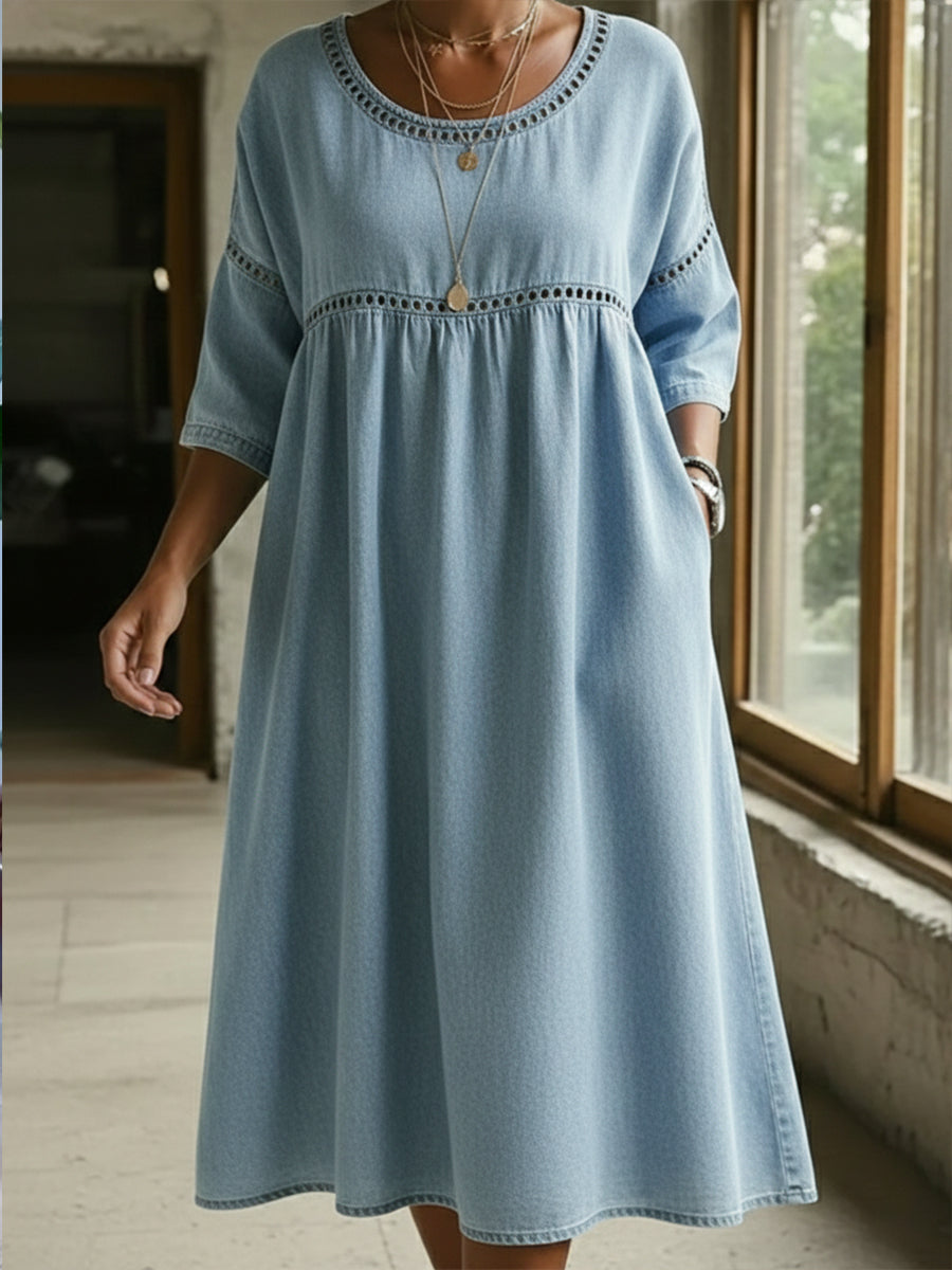 Casual Webbing Denim Dress