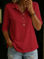 Casual Cozy Polo Collar 100% Cotton Half-sleeve T-shirt