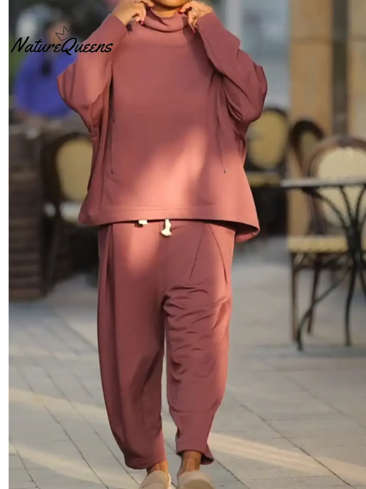 Women's Comfortable Casual Cotton Sweatshirt and Pants Two-Piece Set