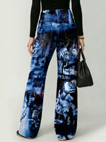 Retro-inspired Decorative Patterns Women's Casual Denim Pants