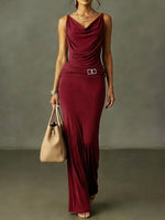 Stylish, Elegant, Slim-fit, Stretch Cotton Maxi Dress