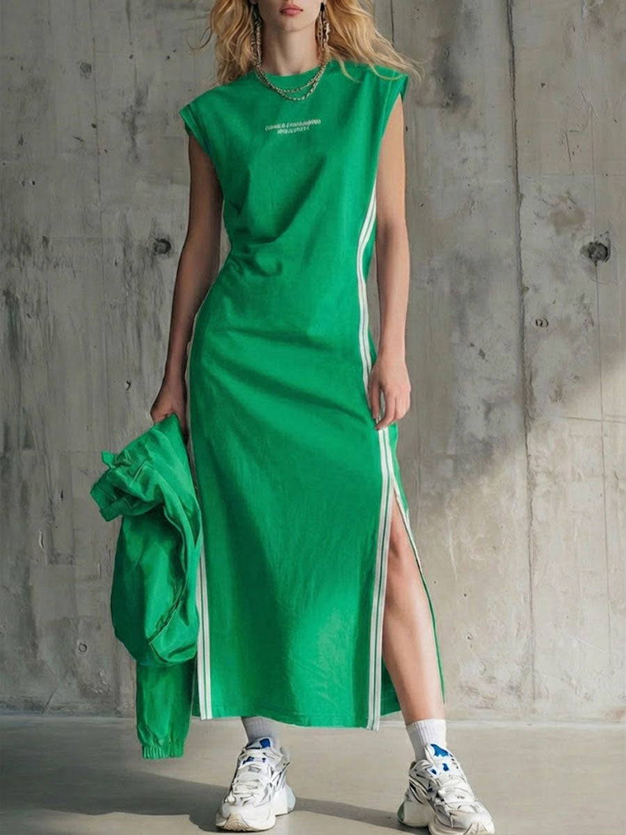 Women's Round Neck Sleeveless Loose-fitting Casual Cotton Dress