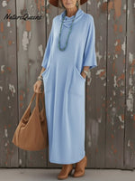 Cozy Cowl Collar Loose Pocket Knit Dress