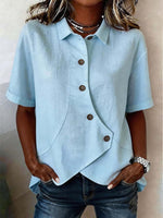 Women's Casual Solid-Color Asymmetrical Shirt