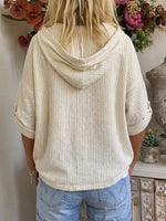 Women's Casual Simple Style Striped Cotton-linen Hoodie