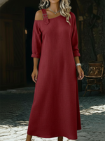 Casual Single Shoulder Strap Linen-cotton Dress