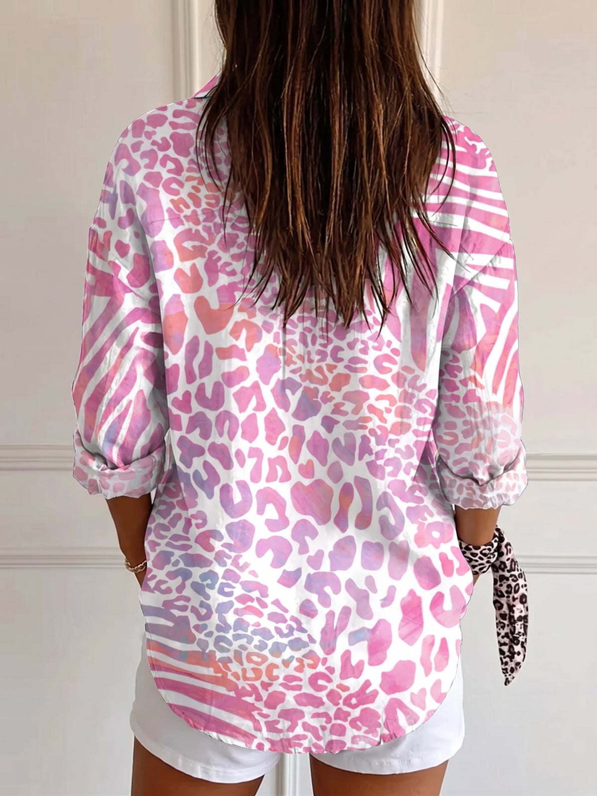 Women's Leopard Print Casual Long-sleeve Shirt