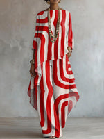Elegant Retro Geometry Print Two-piece Set
