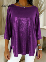 Women's Sparkly Christmas Round-neck Top