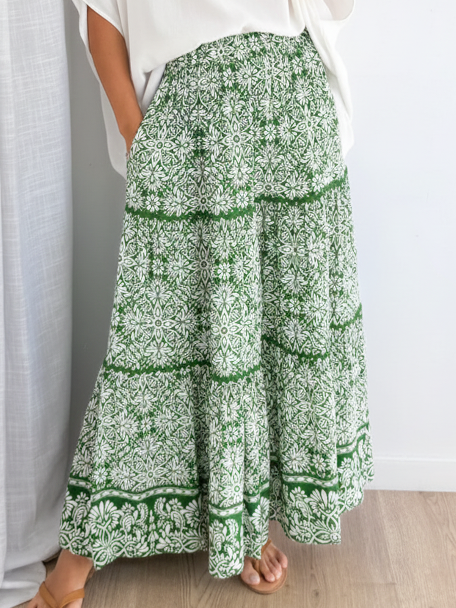 Romantic And Elegant Floral Print Skirt