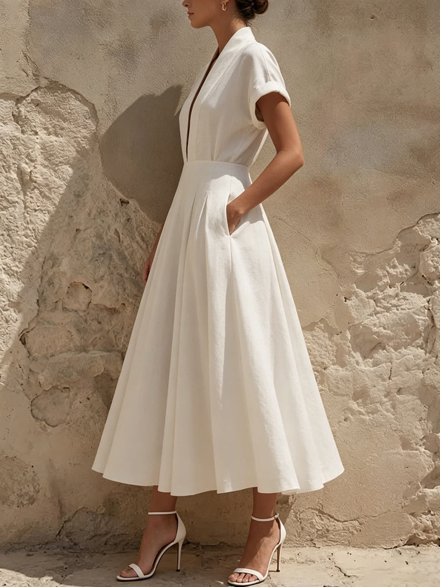 Women's Simple And Elegant V-neck Dress