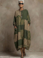 Bohemian Vintage Paisley Print Linen And Cotton Dress