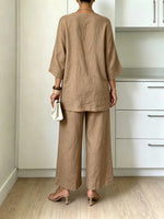 Women's Simple Casual Cotton And Linen Set