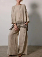 Women's Simple Design Comfortable Cotton And Linen Set