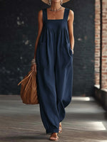 Casual Linen And Cotton Sleeveless Jumpsuit