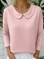 Cozy Vintage Peter Pan Collar Cotton Sweatshirt Top