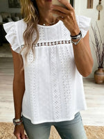 Women's Simple Cotton And Linen Short-sleeved Top