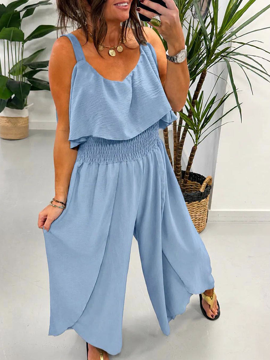 Women's Flowy Waist-cinching Strappy Jumpsuit