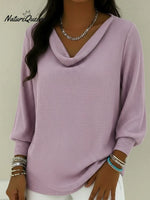 Cozy Vintage Cowl Neck Lantern Sleeve Pullover