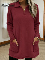 Cozy Polo-neck Coral Fleece Sweatshirt