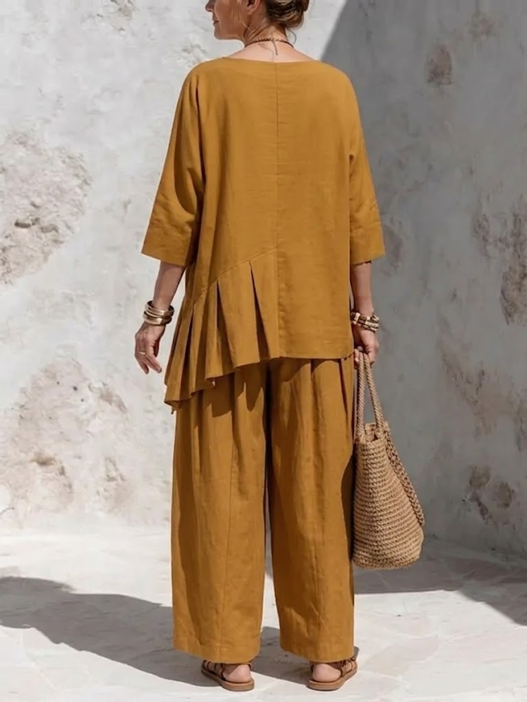 Women's Casual Irregular Top Design Relaxed Cotton-linen Set