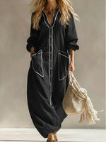 Comfortable Linen And Cotton Trimmed Dress