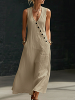 Button-Up Maxi Dress — Comfortable Minimalist Everyday Wear