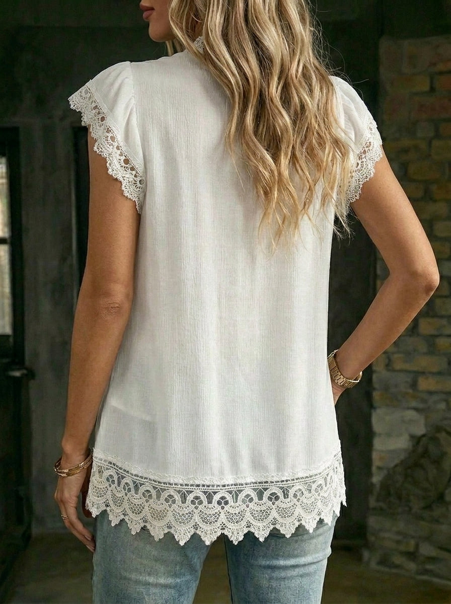 Camisa informal de gasa con encaje vintage