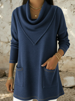 Retro Triangular Collar Pocket Denim Cotton Top