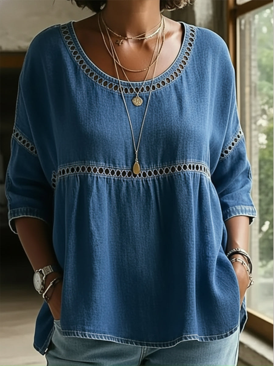 Casual Webbing Denim Top