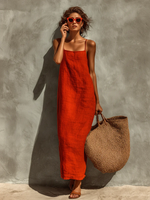 Minimalist And Elegant Solid-color Cotton-linen Slip Dress