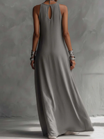 Casual And Cozy Color-blocked Cotton Dress