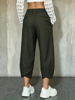Women's Solid Color Loose Elegant Casual Simple Cotton And Linen Ninth Pants