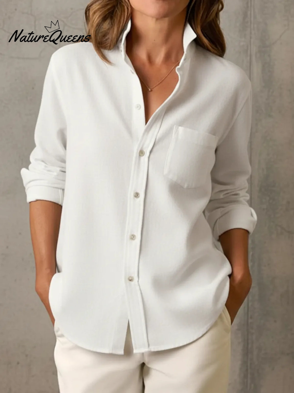 Casual Stand-collar Button-up Cotton Shirt