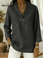 Vintage Shawl Collar Denim Shirt